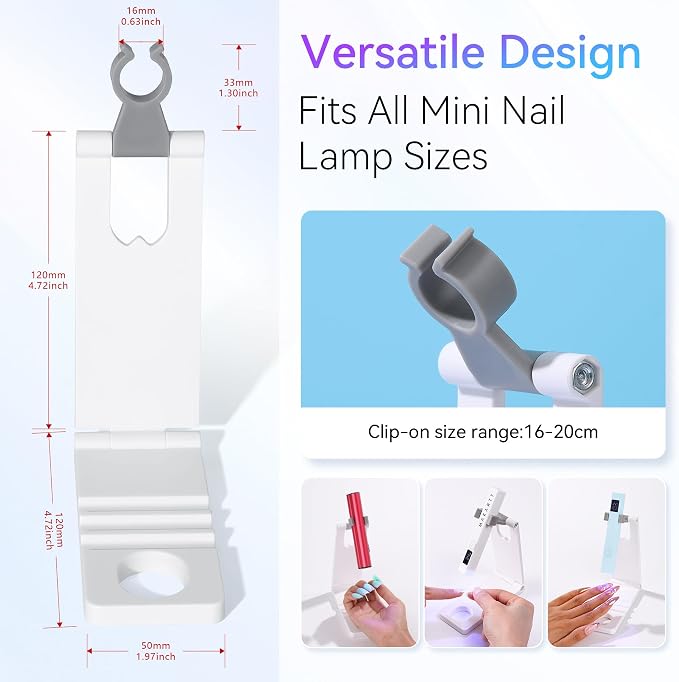 Makartt UV Nail Lamp Stand: Convenient for Nail Curing Gel-X Nail Tips | Foldable, 360° Adjustable Rotation, Portable, Handsfree, Convenient for Curing, Home DIY Salon, White