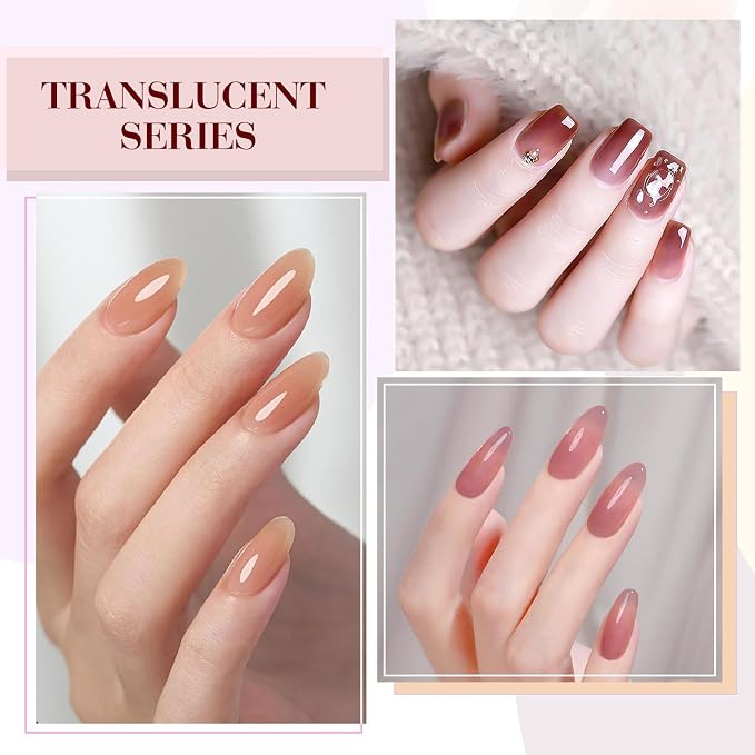 CANNI 9ML Brown Jelly Gel Polish Set, 6 Translucent Shades UV LED Soak Off | Smooth Application • Highly Pigmented • Glossy Finish • Long-Lasting Wear • Nail Art • Salon DIY Manicure • Easy Application