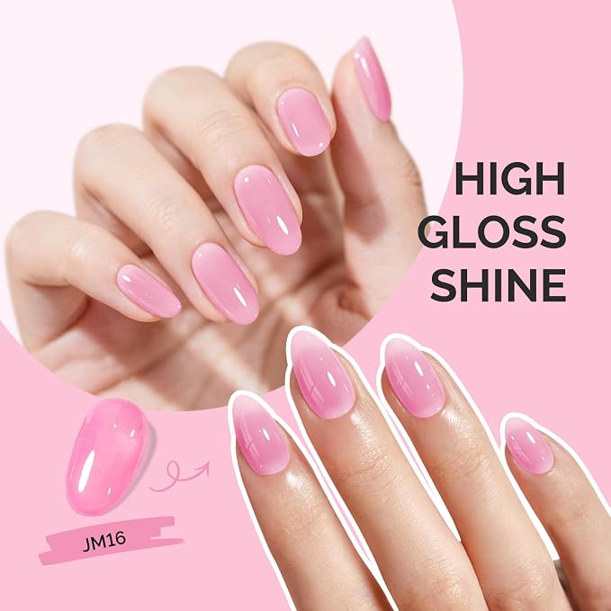 MelodySusie Jeweliver Gel Nail Polish, 0.5Fl.oz Berry Pink Gel Polish Pastel Nude Color Sheer Translucent Soak Off UV LED Light Cure Gift Nail Art Manicure DIY at Home JM16
