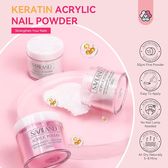 SAVILAND All-in-1 Acrylic Nail Kit with Drill and U V Light for Beginner | Suitable for Learning, Practice Finger, Long Lasting, Prevents Lifting & Chipping, Non-yellowing, Home Salon Extension