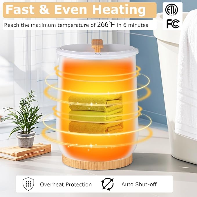 COSTWAY 20L Towel Warmer for Bathroom, Luxury Heated Towel Warmer Bucket with LED Screen, One Button Control, 4 Timer Settings, Fragrant Disc Holder, Blanket Warmer for Pajamas, Bathrobes