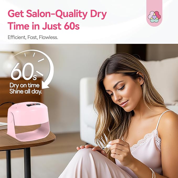SAVILAND 600W Pink Quiet Fast Nail Dryer for Regular Polish Dehydrators | Multi angle 100 degree tilt, for cozy salon pedicures, PTC overheating protection, dries thick lacquers and gel prep