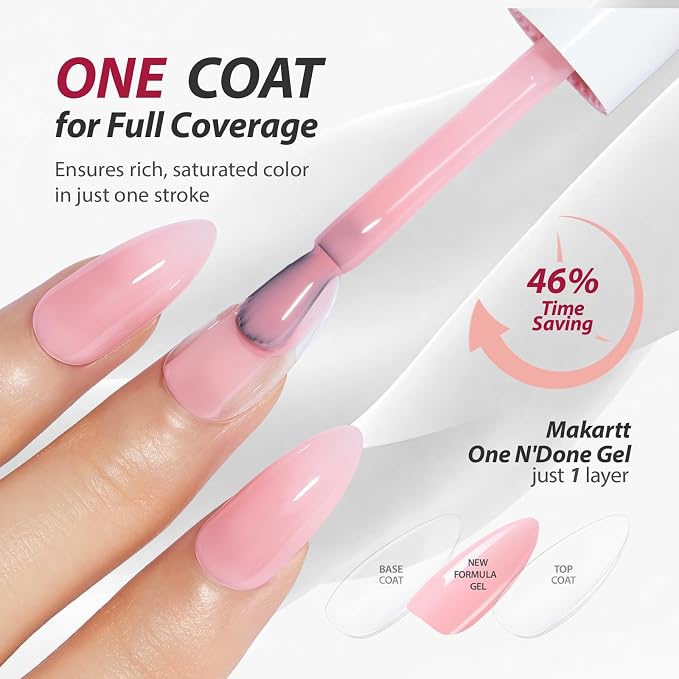 Makartt Jelly White Pink Gel Nail Polish Set 15ML : 6 Sheer Colors | Large Capacity, High-Gloss, Transparente Effect, Milky White Jelly Nude Pink, UV/LED Lamp Required, Home & Salon DIY