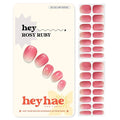 Heyhae Semi Cured Gel Nail Strips Salon Quality - Hey, Rosy Ruby | No UV Light Needed | Salon Quality, Easy Apply & Remove | 28 Strips, 1 Prep Pad, Nail File, Wooden Stick | Pink Ombre
