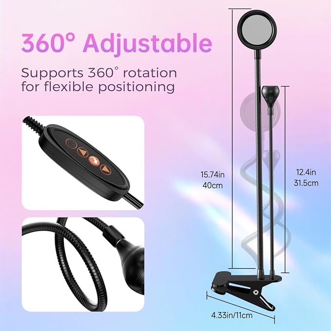 UV LED Nail Lamp Gooseneck Flash Cure Light for Gel Polish, Black