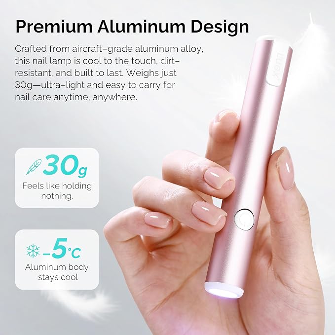 L'UGX Handheld uv Light for Gel Nails with Magnetic Fast Charging – High Power Portable LED Nail Lamp for Gel Polish, Cordless Nail Dryer for Salon & Home-Pink