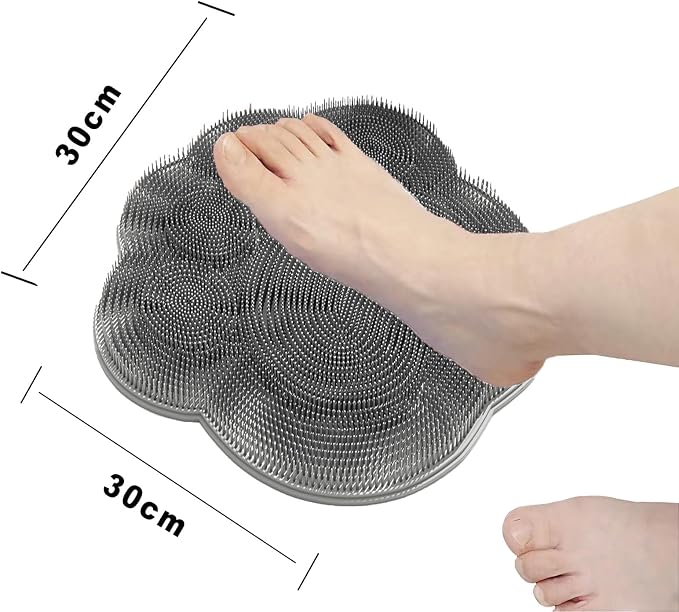 2 PC Silicone Body Scrubber Set,Foot Scrubber in Shower and Hand Held Silicone Face/Body Scrubber,Soft Wash Mitt,Shower Foot Scrubber Mat,Deep Cleaning Foot Brush Exfoliating Massage Cleaner(Grey)