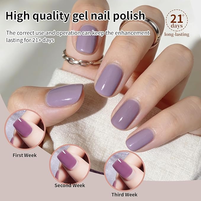 JODSONE 60 PCS Gel Nail Polish Set with 5 Bottles of Base and Glossy Matte Top Coat 55 Colors Soak off Gel Nail Set Suitable for at Home Salon DIY Nail Art