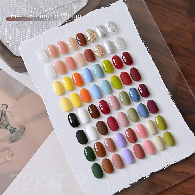 GAOY 37 Gel Nail Polish Set, 32 Colors Gel Nail Kit with UV Light At Home | Base Coat, Glitter Glossy Matte Top Coat, Builder Gel, Pigmented Color, Red Brown Green Blue Black White, Gifts for Women