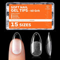 Modelones Almond Nail Tips, Pre-Etched 40 Grit Half Matte Gel Nails Tips | Clear Full Cover 240PCS 15 Sizes Medium Almond Fake Nail Tips for DIY Extensions Press On Nails for Women