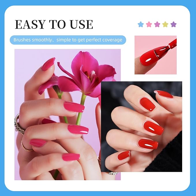 JODSONE Same Color Same Bottle 36 Colors Gel Nail Polish with U V Light Soak Off Glitter Base Top Matte Coat Manicure Salon Home DIY
