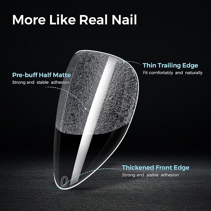 TOMICCA Short Almond Nail Tips 15 Sizes Gel Nail Tips 240Pcs Almond Nails | Clear Press On Nails, Full Cover Pre-shaped Nail Extension Tips, Acrylic Fake Short Nails for Home DIY Nail Salon & Wedding