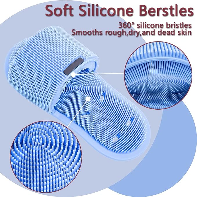 Shower Foot Scrubber,Soft Silicone Foot Cleaner with Non-Slip Suction Cups,Exfoliating Dead Skin Foot Massager Slipper improve Circulation & Soothes Tired Feet for Unisex Adults - 1pcs (Blue)
