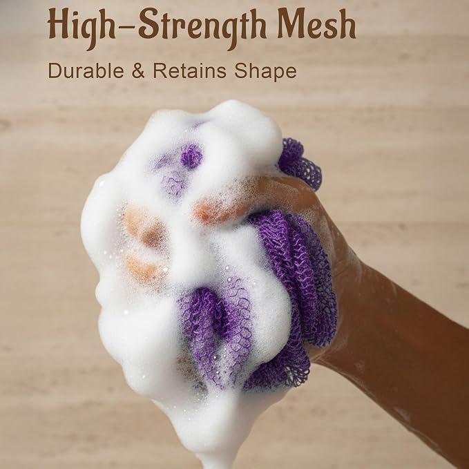Yiclick African Net Sponge Authentic with Knots - Exfoliating Washcloth Towel, Back Scrubber for Shower Bath, Exfoliating Body Scrubber Exfoliator, African Rags Wash Cloth Loofah Lufa Sponge