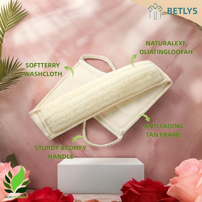 Natural Loofah Sponge Exfoliating Body Scrubber, Loofa Back Scrubber for Shower Set for Men and Women (3 Pack), Luffa Sponge Pads & Exfoliating Glove Deep Clean & Invigorate Your Skin, Yellow