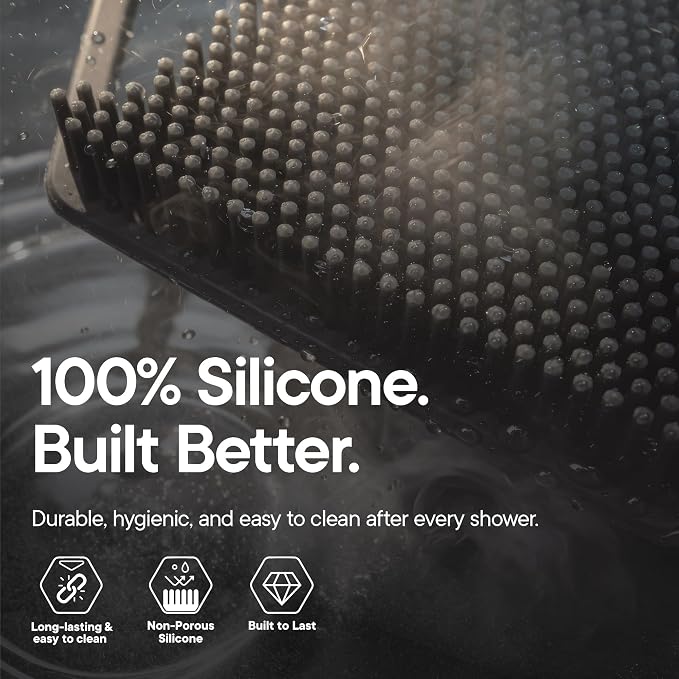 TOOLETRIES Silicone Body Scrubber 2.0, Loofah Alternative - Charcoal | Gentle exfoliating shower scrubber that's quick drying, hygienic and longer lasting than traditional loofahs.