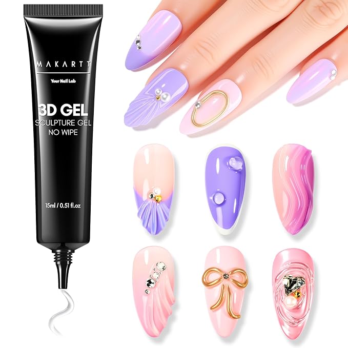 Makartt 3D Nail Gel, 15g Clear Nail Glue for Drawing, Molding and Sculting | No Wipe, DIY Manicure, Rhinestone Glue, Gems Decoration, Carving and Painting Nail Art