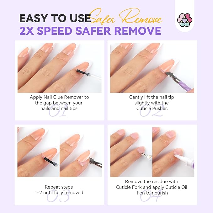 SAVILAND Nail Glue Remover for Press on Nails: Cuticle Oil Pen and Nail Supplies 30 ml Hema-Free Debonder Serum for Fake Nails Gentle Press Ons Remover No Acetone Odorless Home Salon DIY