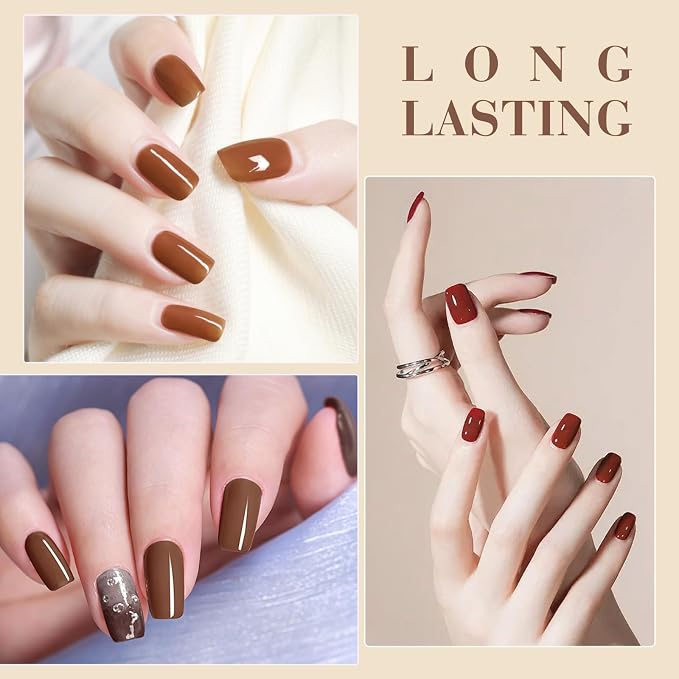 CANNI 9ML Gel Nail Polish Set, 6 Brown Nude Shades UV LED Soak Off | Smooth Application • Highly Pigmented • Glossy Finish • Long-Lasting Wear • Nail Art • Salon DIY Manicure • Easy Application