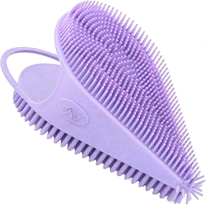 Avilana Silicone Face Scrubber — Dual Sided Facial Cleansing Brush with Nose Tip — Soft Face Exfoliator for Pore Deep Cleaning — Food Grade Face Wash Brush for All Skin Types (Lavender)