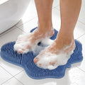 ozner Silicone Shower Foot Scrubber Mat,Back Washer Bath Wash Pad Exfoliating & Massage, Wall Mounted Slip Strong Suction Cups for Use in Cleaner Men and Women (Blue)