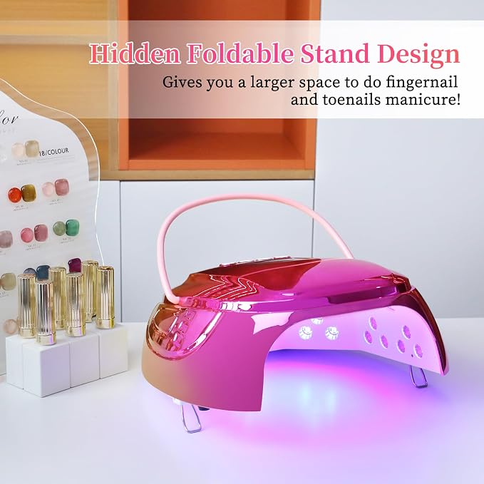 126W Rechargeable UV LED Nail Lamp, Portable Cordless Nail Dryer with Auto Sensor and 4 Timer Settings, Professional Curing Lamp for Gel Polish and Salon (Plating Gold)