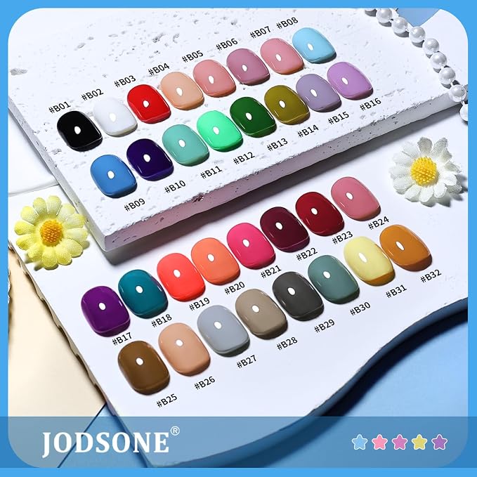 JODSONE Same Color Same Bottle 36 Colors Gel Nail Polish with U V Light Soak Off Glitter Base Top Matte Coat Manicure Salon Home DIY