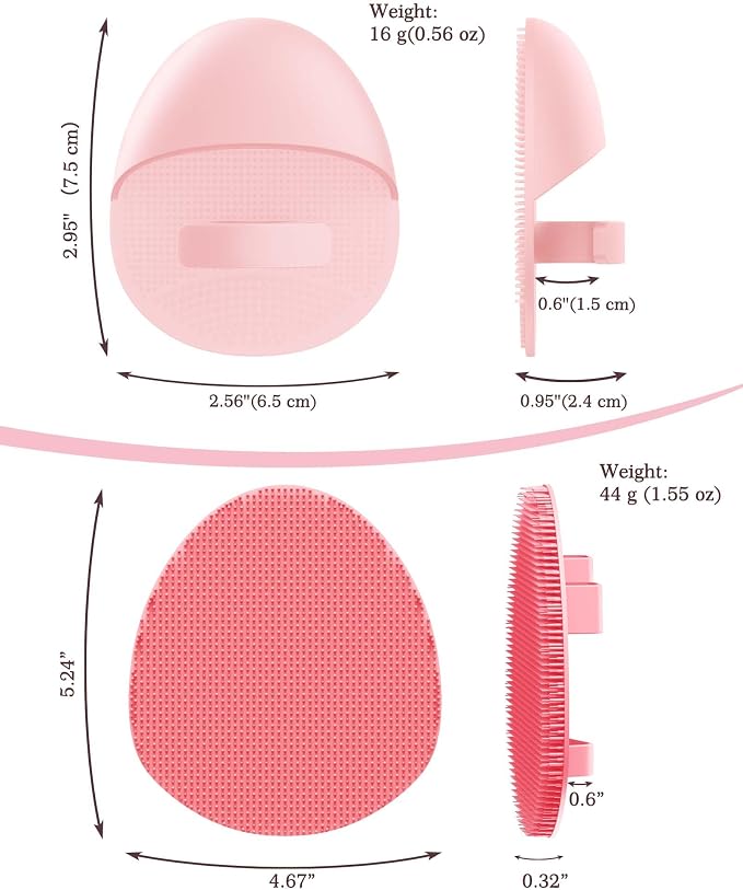 Manmihealth 15.7" Cute Silicone Body Scrubber & Face Scrubber Set PinkSet | 3 PCS Paw-Shaped Silicone Back Shower Brush & Facial Scrubber with Super-Soft Bristles Combination