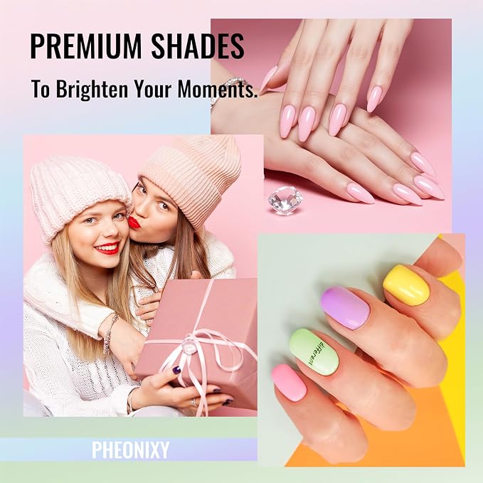 phoenixy Gel Nail Polish Kit with U V Light, 45 Colors All Seasons Soak Off 64 Pcs Gel Polish Nail Set with Base & Matte/Glossy/Glitter Top Coat Manicure Tools Complete Gel Nail Kit Gift for Women