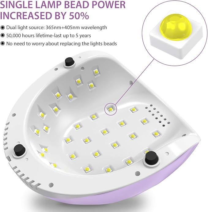 Easkep UV Light for Nails Lamp - 86W UV LED Nail Lamp Gel Nail Polish Curing Dryer for Salon 4 Timer Setting Auto Sensor Machine (Taro)