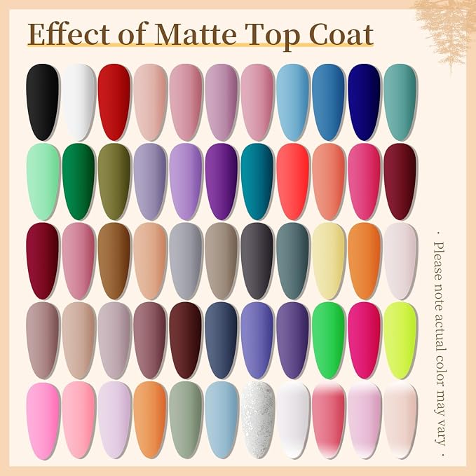 JODSONE 60 PCS Gel Nail Polish Set with 5 Bottles of Base and Glossy Matte Top Coat Soak off Gel Nail Set Suitable for All Seasons Gifts