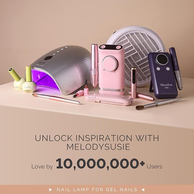 MelodySusie Full-Hand Cordless UV LED Nail Lamp P-Plus30GT with Metal Base | 48W Even Curing, 30/60/99s Timers, 30 Beads, Gel Polish, Builder and Extension gel, for Nail Professionals in Salons
