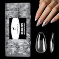 TOMICCA Medium Almond Nail Tips, 240Pcs Half Matte Pre Shaped No Filing Almond Nail Tips, 15 Sizes Full Cover Clear Acrylic Nails for Nail Art, Gel Nail Extension Tips for Beginners & Professionals