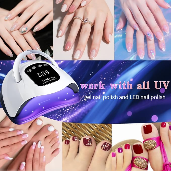 UV LED Nail Lamp with 72 Beads, 320W Nail Curing Lamps for Gel Polish with Automatic Sensor/4 Timer Setting,Led Nail Dryer, Professional Nail Art Drying Tools for Fingernail and Toenail.