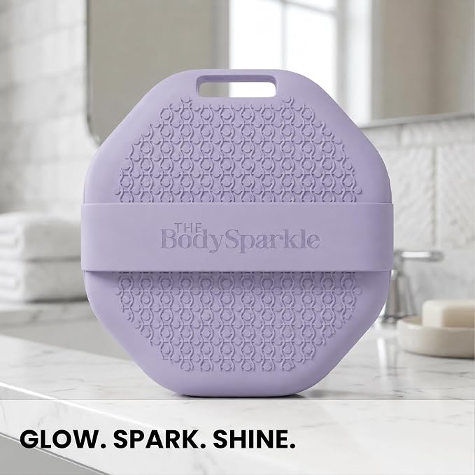 Silicone Body Scrubber for Shower & Bath – Food-Grade Silicone Body Brush with Ergonomic Handle for Cleansing & Gentle Exfoliation – Reusable Body Scrubber for Smooth Skin (Purple)