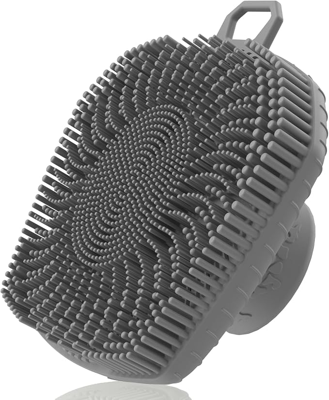 RamPula Face Scrubber, Silicone Exfoliating Brush for Men Women, Facial Cleansing Brush, Manual Waterproof Cleansing Skin Care, Blackhead Removing Pore Cleansing Massaging Face Brushes - Grey | Softening,Massage,Smoothening,Pores,Cleansing,Exfoliating