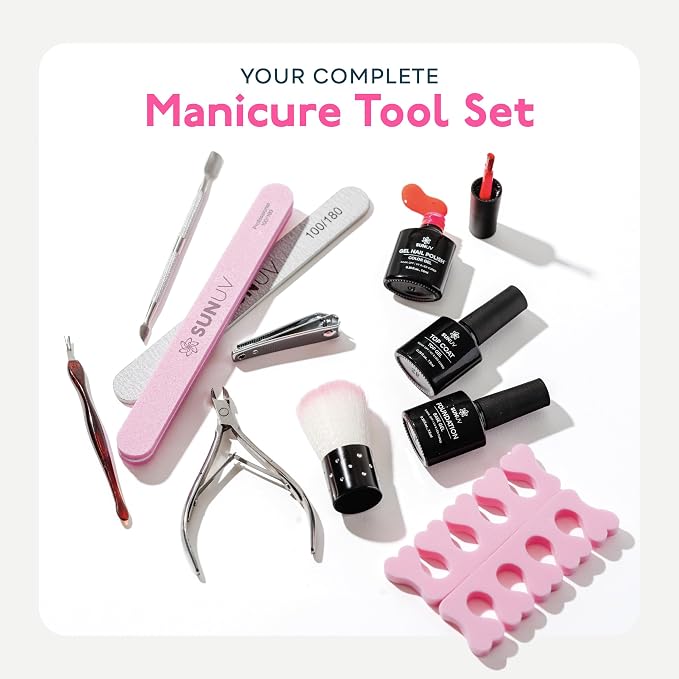 SUNUV Gel Nail Polish Kit with UV Light, 23 Pcs Gel Nail Kit Four Season, 12 Colors Polish Set with Base Glossy Top Coat, Manicure Tools Home Salon Gift for Women Teens Girls, Starter Kit