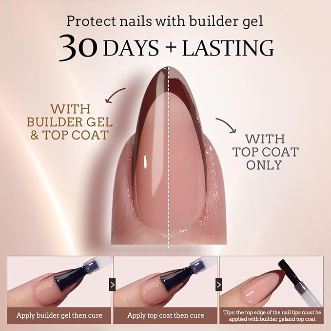 BTArtboxnails XCOATTIPS SkinTone French Tip Press On Nails Kit, S Square | Lamp-Curable, 4-Week Wear, Salon Quality Value at Home, 160 Nail Tips, Glue, Builder Gel, Top Coat, Nail Lamp, All-in-one Kit
