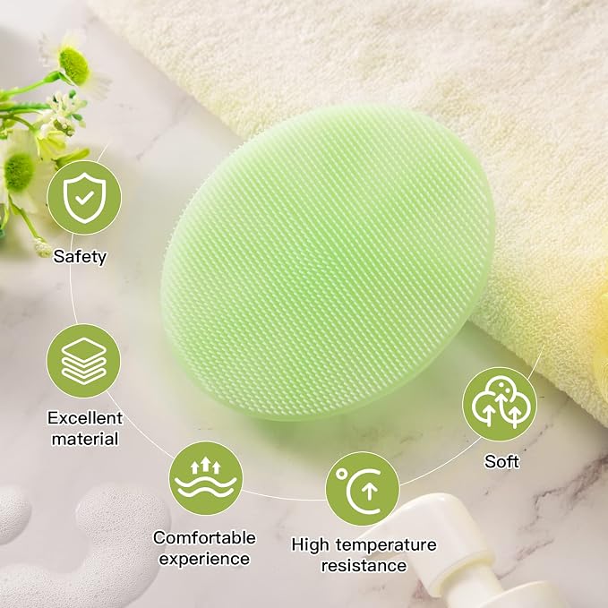 INNERNEED Silicone Body Cleansing Brush Exfoliating Scrubber, Green | Gentle Massage, Deep Clean, Hygienic Shower Scrub Brush Soft Bristles for All Skin Types, Easy to Hold