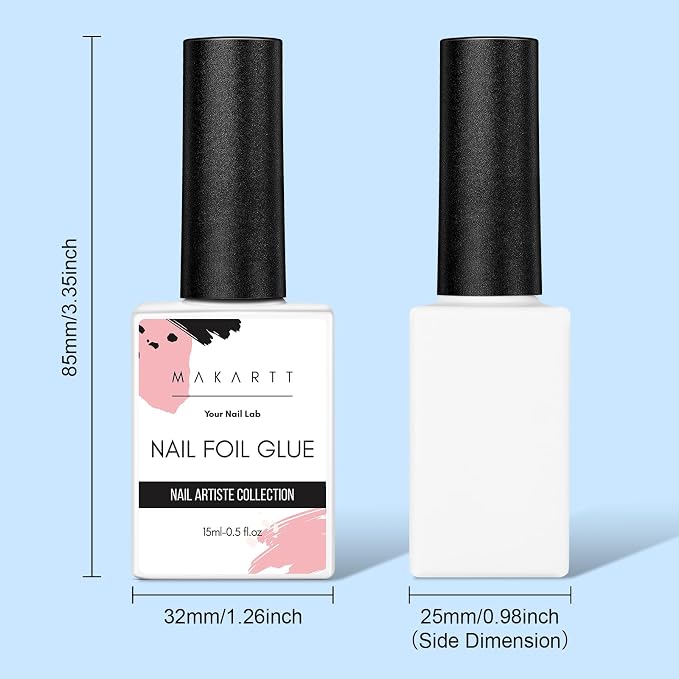 Makartt Nail Foil Glue Transfer Gel for Nail Art Stickers 2Pcs 15ML | Strong Adhesion Foil Transfer Gel, Soak-Off Nail Foil Set, Gel Nail Glue Manicure Salon DIY UV Lamp Required