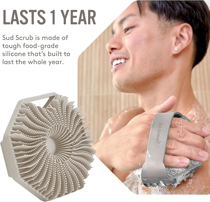 Sud Scrub® Body Scrubber + Shower Hook Set (Clay)