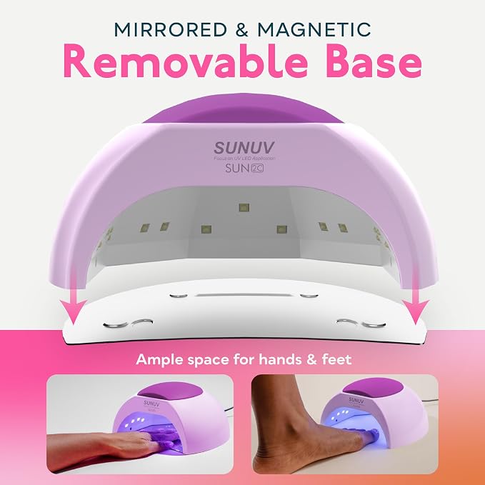 SUNUV UV Light for Gel Nails, Nail Dryer for Nail Polish SUN2C Purple | 4 Timer Settings (10s/30s/60s/90s), 33 LEDs, Auto Sensor, Removable Base, Compatible with All Gel Polish, Home & Salon Use