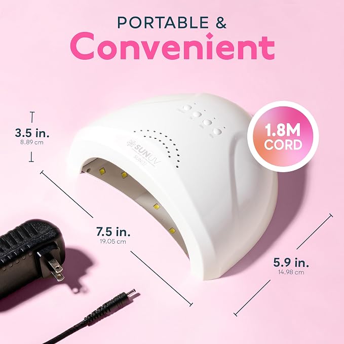 SUNUV UV LED Nail Lamp, Gel Light for Nail Polish UV Dryer SUNONE White | Professional Fast Curing Lamp for All Gel Polishes, 3 Timers, Auto Sensor, Removable Base, Home DIY Salon Tool, Ideal Gift