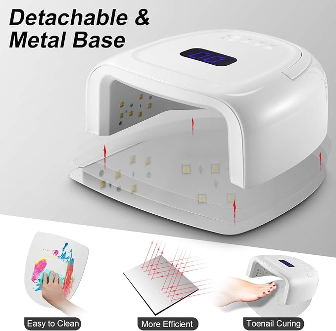 60W Rechargeable UV LED Nail Lamp, Faster Wireless Nail Dryer Gel Light | 42 Beads & Portable Handle, Professional Curing Lamp for Fingernail and Toenail (White)