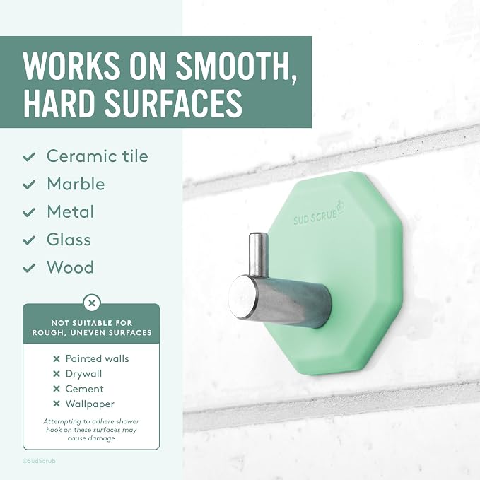 Sud Scrub® Body Scrubber + Extender Handle + Shower Hook Set (Mint)