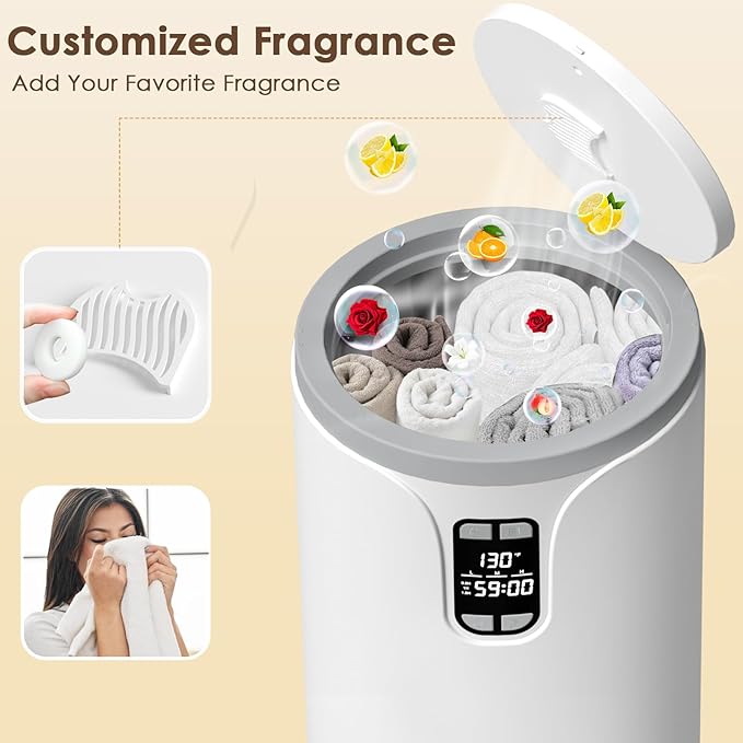 Towel Warmer, 20L Towel Warmers for Bathroom with LED Display for Time and Temperature, Bucket-Style Warmer with Delay Timer 0.5-24H, Heating Time 30/60/90 Mins, Child Lock