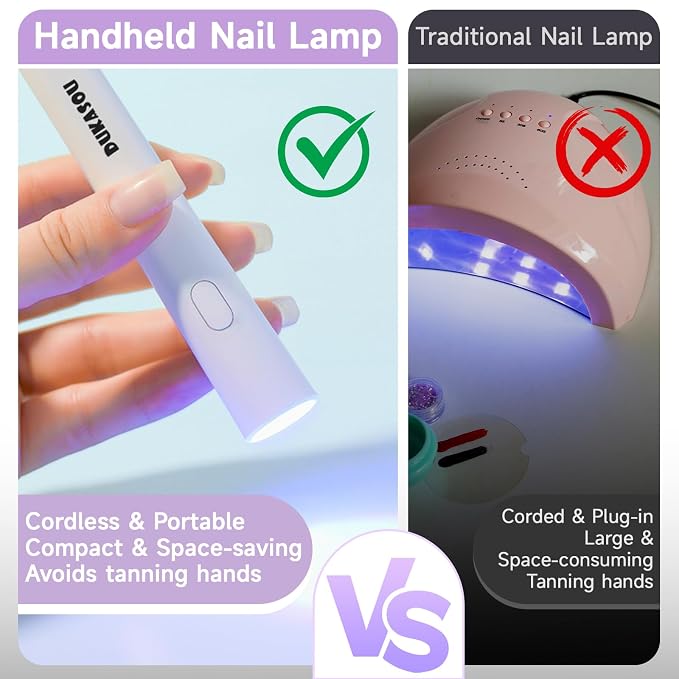 Handheld UV Light for Gel Nails, Portable Mini Nail Light, LED Nail Polish Curing Lamps for Gel Polish, Cordless Rechargeable Nail Dryer with USB for Home DIY Nail Art