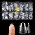 UNA GELLA Extra Short Almond Nail Tips, 504 Pcs XS Almond Gel Nail Tips | Pre-buffed Inside 12 Sizes Full Cover Press On Nails Clear Soft Gel Fake Nails for Extension Manicure Home DIY Salon