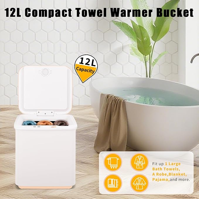 Compact Towel Warmer Bucket, Electric Hot Towel Cabinet for Bathroom, Spa, Salon with 4 Timer Settings, Child Lock & Auto Heat Preservation, Complies with