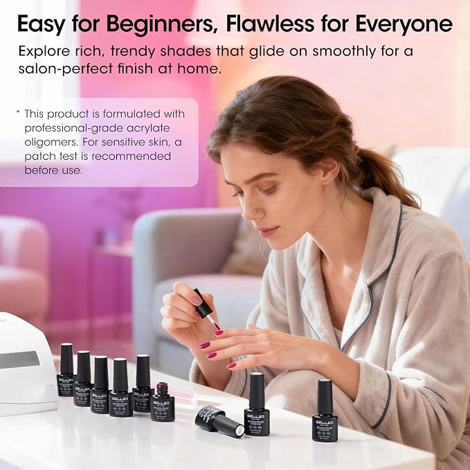GELLEN All-Season Gel Polish Set 24pcs, 20 Colors And 4 Functional Coats | HEMA-Free, TMPTA-Free And TPO-Free UV Gel Set With Base, Glossy, Matte And Cat Eye Top Coats For DIY Manicures
